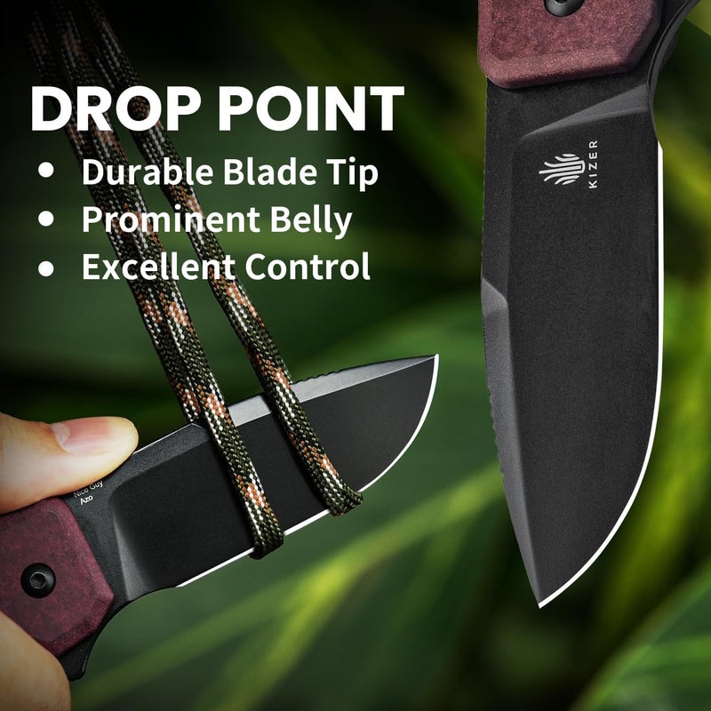 KIZER Nice Guy Pocket Folding Knife, 2.84" Nitro V Blade, Lightweight Sharp Camping and Hiking Tool, Comfort Richlite Handle, Liner Lock Flipper V3011A4 - Image 5